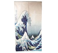 lachineuse La Vague de Karagawa in Noren, Stampa Giapponese di Hokusai