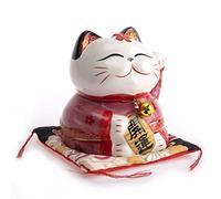 Lachineuse - Gatto Maneki Neko - Felicità Giapponese - Statuetta di Gatto in Porcellana - Oggetto Kawaii Deco - Gatto Giapponese Asia Decorazione - Fortuna