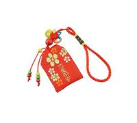 lachineuse - Omamori Giapponese per Amore & Armonia - Portafortuna Giapponese da Appendere - Amuleto Giapponese Tradizionale - Porta Fortuna - Colore Rosso Fiori di ciliegio - Regalo Giappone Asia