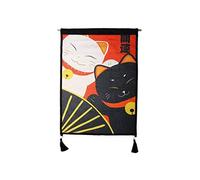 lachineuse-Pannello da parete giapponese coppia di Maneki Neko-65 x 45 cm | Quadro da parete Gatto giapponese kawaii Lucky Cat - Colori nero e rosso - Idea regalo Giappone/Asia