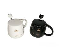 lachineuse - Set di 2 tazze Gatto Kawaii 450 ml - Bianco e nero