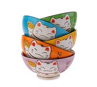 lachineuse - Set di ciotole giapponesi con design Maneki Neko - 5 ciotole per riso tradizionali Ø 11,5 cm - 275 ml - Gatto portafortuna giapponese - Decorazione giapponese - Idea regalo