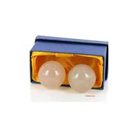 Lachineuse - Set di Palline Qi Gong traslucide - Palline Cinesi Antistress in Agata Naturale ⌀ 35 mm - Palline della Salute - Set Regalo Relax Zen - Oggetto Cinese Asiatico - Colore Bianco