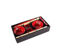 lachineuse - Set di riso tradizionale giapponese - Per 2 persone - Porcellana - Ciotole, pentole, bacchette e tappetino di bambù - Nero e rosso - Stoviglie cinesi - Regalo di porcellana asiatica