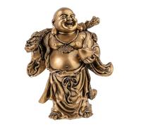 lachineuse - Statuetta Buddha ridente - Portafortuna Feng Shui - 15,5 cm | Tradizioni buddiste - Buona sorte, ricchezza, fortuna - Resina finitura dorata - Idea regalo in stile asiatico