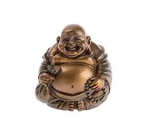 lachineuse - Statuetta del Buddha Sorridente dell'abbondanza - Piccolo Buddha in Bronzo 5 cm - Feng Shui - Decorazione Zen Cinese per Interni, Soggiorno, Ufficio - Idea Regalo Portafortuna Asiatica