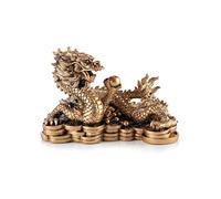 lachineuse - Statuetta di Grande Drago Feng Shui - Statuetta Drago su sapeche - 14 x 21 x 11,5 cm - Simbolo di energia, Forza e longevità - Decorazione Asiatica Cinese - Colori Dorati