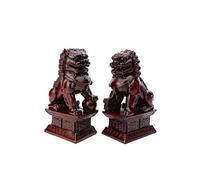lachineuse - Statuette di leone Fo rosso - 2 statuette di cane Fu - 17 x 10 x 6,5 cm - Decorazione cinese asiatica - Decorazione Feng Shui per casa, ufficio, interni - Idea regalo Cina Asia