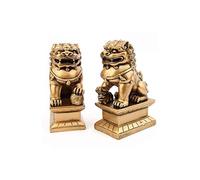 lachineuse - Statuette Leoni Cinesi Dorati - 2 Figure Cani Fu - 11 x 6,5 x 4,5 cm - Decorazione cinese asiatica - Decorazione Feng Shui per casa, ufficio, interni - Idea regalo Cina Asia