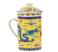 lachineuse - Tazza per infusione di tè - Design Drago Giallo Imperiale - Tazza in porcellana - Altezza 14,5 cm - Colazione, Momento di relax - Idea regalo - Cina/Asia