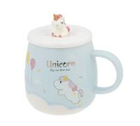 lachineuse - Tazza Unicorno - Porcellana - Con Coperchio Unicorno 3D e Cucchiaio - 500 ml - Colazione e Pausa Relax - Caffè, Tè, Cioccolata Calda - Idea Regalo Asia, Cina, Giappone - Blu