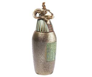 lachineuse - Vaso canopo Hapi - Statuetta egizia 21 cm - Oggetto Decorativo dell'antico Egitto - Statuetta a Forma di Testa di Ariete - Urna portaoggetti Decorativa - Colore Bronzo Dorato