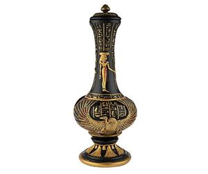lachineuse - Vaso della dea egizia Iside 33 cm - Vaso decorativo nero e oro - Oggetto di decorazione d'interni dell'Antico Egitto - Decorazione con geroglifico egiziano Hathor - Idea regalo originale