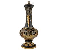lachineuse - Vaso Egiziano Dea Isis 33 cm - Vaso Decorativo Nero e Dorato - Oggetto Decorativo per Interni Antico Egitto - Decorazione egiziana Hathor Geroglifico - Idea Regalo Originale