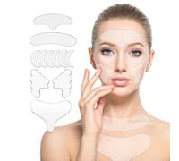 LACHT 11 Pezzi Antirughe Pads E Cerotti, Per Viso E Décollete - Antietá E Prevenzione Delle Rughe Sottili - In Silicone Sicuri - Ascensore Notturno - Riutilizzabile E Rivitalizzante