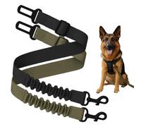 LACHT 2 Pezzi Cintura Sicurezza Auto Per Tutti Cani E Gatti, Guinzaglio Realizzato In Nylon Con Forte Moschettone,Con Lunghezza Regolabile (Nero)