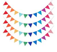 LACHT 4 Pezzi Bandierine Colorate, Multicolore Festone Striscione 16 Metri, 48 Bandiere Ghirlanda, Festoni Decorazioni Per Festa, Compleanno, Matrimonio, Stanza Dei Bambini, Giardino.
