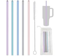 LACHT Cannucce riutilizzabili,5 Pezzi Cannucce in Silicone Cannucce Riutilizzabili Colorate Silicone Straw Ecologico Senza BPA con Spazzola per la Pulizia per Tazze da 12 a 30 Once