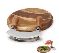 LACHT Coltello Mezzaluna da Cucina con Lama Curva in Acciaio Inox - Coltello Monogama per Tagliare Verdure, Erbe, Carne, Alimenti,Impugnatura Ergonomica - Taglio Preciso e Efficiente