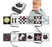 LACHT Libri Sensoriali Neonato,Libro di Stoffa per Neonati,Giochi Neonato 0 3 6 12 Mesi,Tummy Time Neonato,Libri di attività in Bianco e Nero con 12 Motivi,Pieghevole e Lavabile