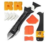 LACHT Professionale Strumento Per Calafataggio 5 In 1, Rimuovi Silicone Spatola Per Silicone Togli E Spatola Raschietto Per Stucco Strumento Con 4 Cuscinetti Sostituibili Sigillante