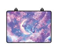 LACIYISON Copertura per piano cottura in vetro con motivo farfalla luna e fiori di ciliegio, grande, per piano cottura elettrico, lavabile, resistente al calore, tappetino per fornelli, decorazione