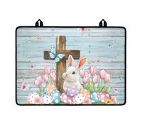 LACIYISON Copertura riutilizzabile per piano cottura con coniglietto e croce, per piano cottura elettrico, uova, tulipano, farfalla, legno, resistente al calore, protezione per piano cottura,