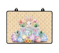 LACIYISON Coprivivande in silicone con stampa di tulipani e uova di coniglio, copertura superiore per stufa in ceramica, decorazione pasquale, copertura superiore per stufa elettrica, tappetino per