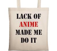 Lack of Anime Made me do it Borsa tote in cotone ecologico naturale beige, Beige, Taglia unica