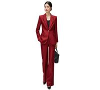 Lacoac Donna Shinny Suit Giacca e Pantaloni con Risvolto e 2 Pezzi per Il colloquio di Lavoro in Ufficio