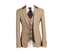 Lacoac Uomo Abito Pied-de-Poule 3 Pezzi Due Bottoni Affari Smoking Matrimonio Cena Giacca Pantaloni Gilet