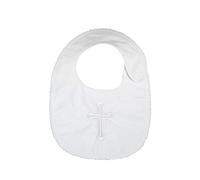 Lacofia Bavaglini per neonato e bambini battesimo in cotone bianco con ricamo a incrocio