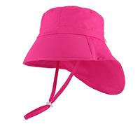 LACOFIA Cappello Estivo in Cotone Neonata Cappello da Sole Bambina Berretto UV Regolabile a Tesa Larga per Mare/Spiaggia/Piscina Rose 2-5 Anni