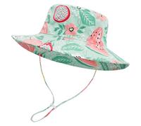 LACOFIA Cappello Sole Neonato Berretto Pescatore Bambina Cappello Estivo Regolabile Bimbo con UPF 50+ Protezione Solare per Nuoto Spiaggia Piscina Anguria Verde Chiaro 3-7 Anni