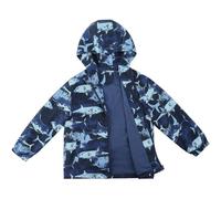 LACOFIA Giacca Impermeabile Bambino con Fodera in Pile Giubbino a Vento per Bambini e Ragazzi con Cappuccio e Foderato Giacca Antipioggia per Autunno/Inverno Squalo Blu Marino 3-4 anni