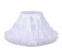 LACOFIA Gonna Tulle a Strati per Bambina e Neonata, Tutù Con Volant, Mini Gonna Bolla da Principessa a Vita Elastica per Feste e Danza, Bianco, XS 0-12 Mesi