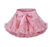 LACOFIA Gonna Tulle per Bambina a Strati con Volant, Tutù da Principessa a Vita Elastica, Mini Gonna Bolla per Feste e Danza, Rosa Medio, XS 0-12 Mesi