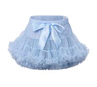 LACOFIA Gonna Tulle per Bambina Gonna tutù per Bambine e Ragazze a Strati con Volant Gonne da Principessa a Vita Elastica Mini Gonna Bolla per Feste Danza Blu Chiaro 8-10 Anni