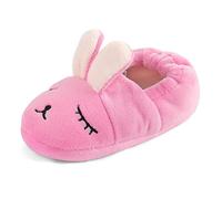 LACOFIA Pantofole Animali Peluche Invernali per Bambini in Suola di Gomma Antiscivolo Scarpe Coniglio per Bambina al Coperto Rosa 24/25 EU