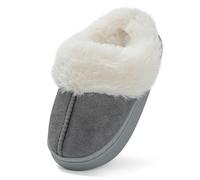 LACOFIA Pantofole Invernali Bambino e Ragazzi Ciabatte Peluche Caldo Bimba Babbucce Antiscivolo Morbido Scarpe da Casa per Bimbo Grigio 32/33