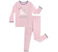 LACOFIA Pigiama Bambina Cotone 2 Pezzi Comodi Pigiami Set Abbigliamento da Notte a Maniche Lunghe Bimba Unicorni Viola 5-6 Anni
