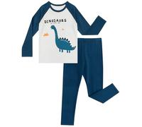 LACOFIA Pigiama Bambino Cotone 2 Pezzi Comodi Pigiami Set Abbigliamento da Notte a Maniche Lunghe Bimbo Dinosauri 6-7 Anni