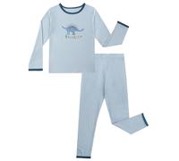 LACOFIA Pigiama Bambino Cotone 2 Pezzi Comodi Pigiami Set Abbigliamento da Notte a Maniche Lunghe Bimbo Dinosauro Blu 5-6 Anni