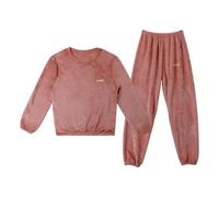 LACOFIA Pigiami Pile Due Pezzi da Bambina Pigiama Set Invernale di Caldo Abbigliamento da Notte a Maniche Lunghe Bimba Rosso Forte 9-10 anni/140