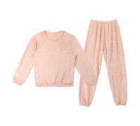 LACOFIA Pigiami Pile Due Pezzi da Bambina Pigiama Set Invernale di Caldo Abbigliamento da Notte a Maniche Lunghe Bimba Rosa Chiaro 12-13 anni/160