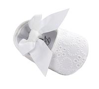 LACOFIA Scarpe da Battesimo neonata per Principessa Bowknot con Suola Morbida Antiscivolo Ballerine Bambina Bianco 0-3 Mesi