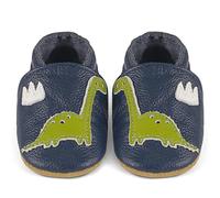 LACOFIA Scarpine Neonato in Pelle Morbida Scarpe Primi Passi Bimbo Babbucce Neonato con Suola Morbida Antiscivolo Dinosauri Verdi 0-6 Mesi
