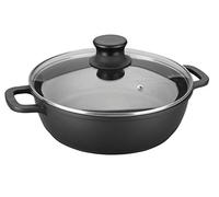 Lacor 25827- Casseruola bassa alluminio pressofuso d.28 cm coperchio vetro