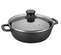 Lacor 25832- Casseruola Bassa di Alluminio Pressofuso, Coperchio di Vetro, Diametro 32 cm