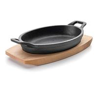 Lacor Magma Casseruola Ovale in Ghisa con Base, Nero, 21.7 x 15 cm